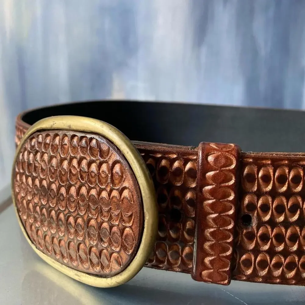 NWOT ALEXIS FASOLI Barcelona Brown Leather Belt 32"- 37" - Picture 3 of 10